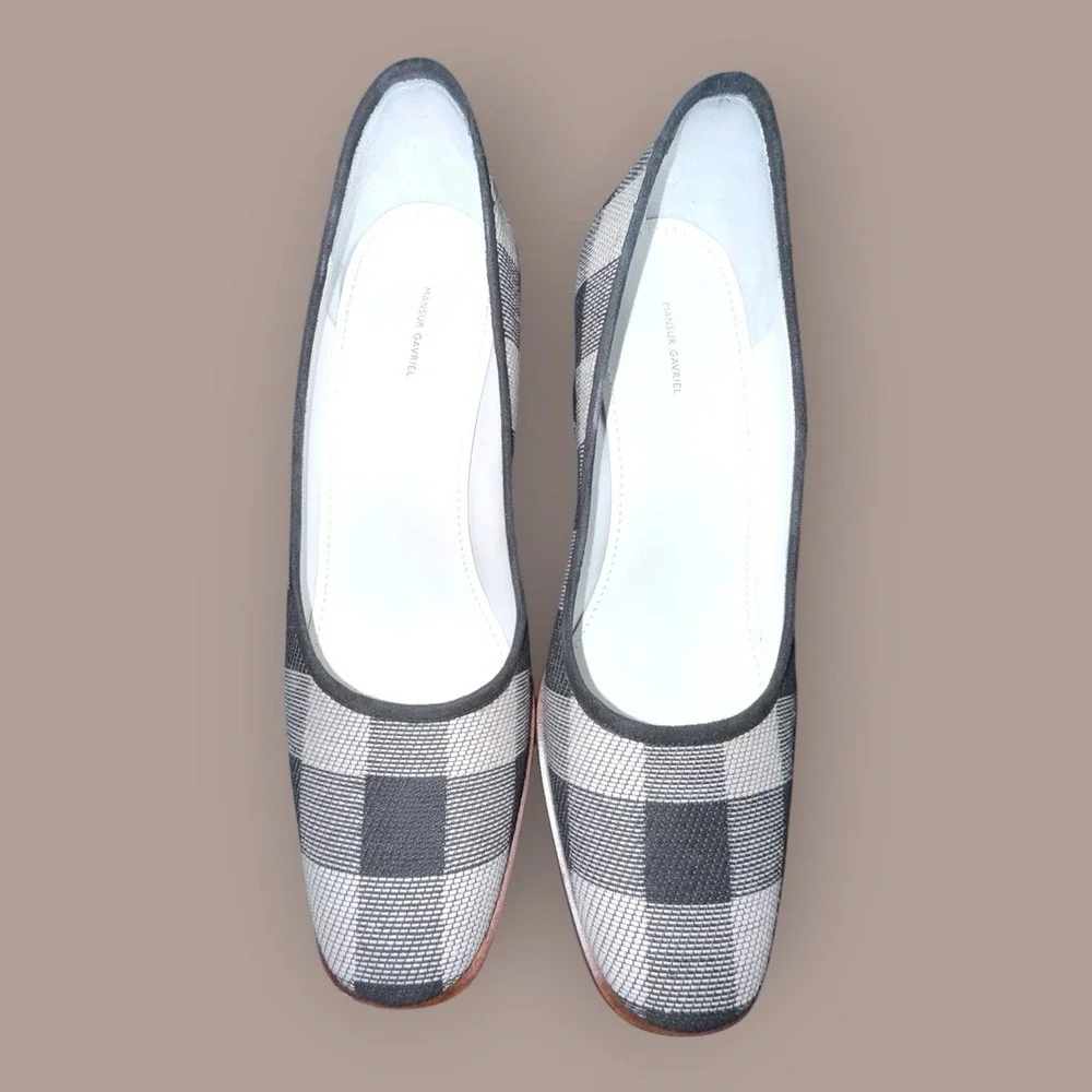 Mansur Gavriel Women's Heels UK 4.5 Black Checkered 100% Other Court - Picture 5 of 14
